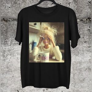 Stressed Out Barbie Smoking At the Table Tee sz M